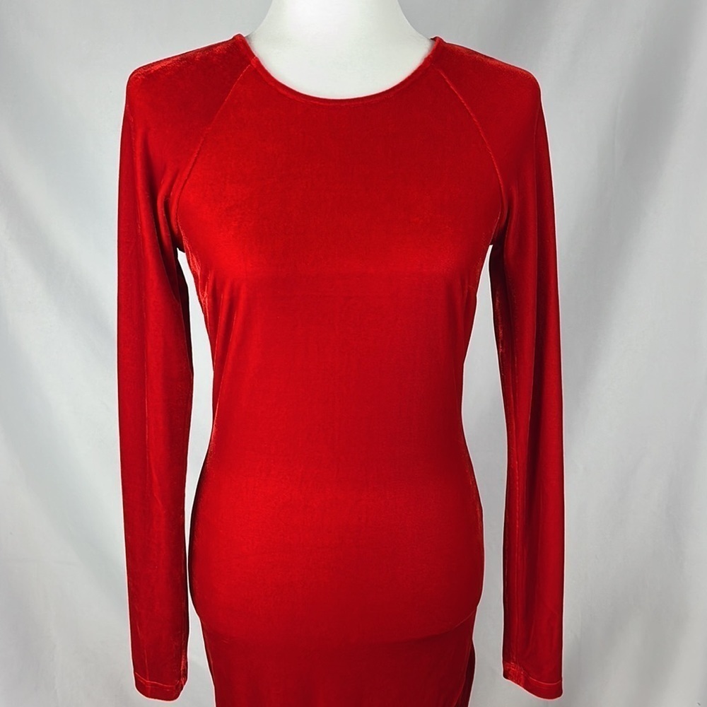 Mistress Rocks Red Velvet Asymmetrical Maxi Dress